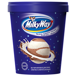 "MILKY WAY" мороженое двухслойное сливочное и сливочное шоколадное
